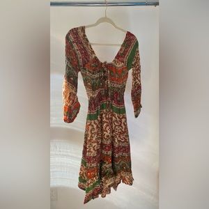 Jayli Hippie Dress with Elephants and Peacocks